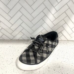 Sperry Pier View Buffalo Check Black Size 6M